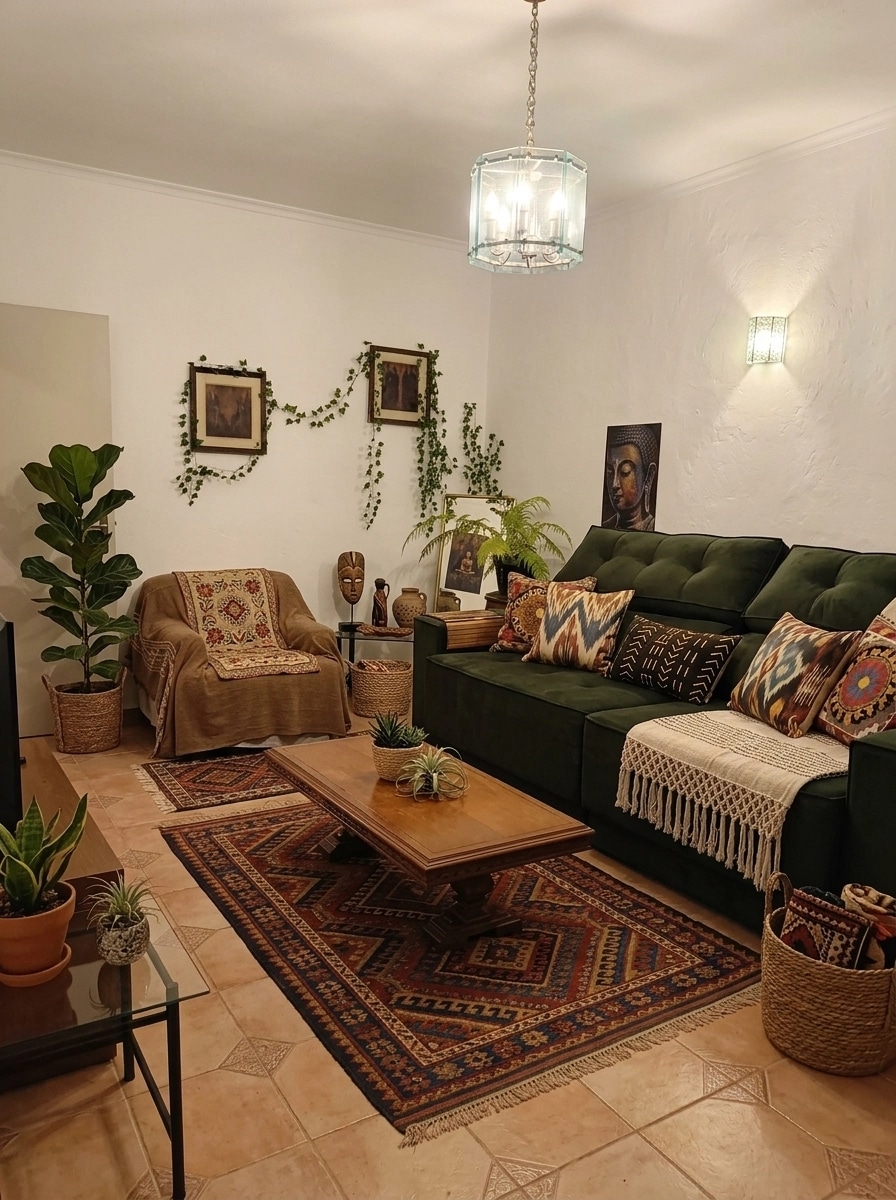 Interior design in Bohemian style — Living Room by GenRoom AI