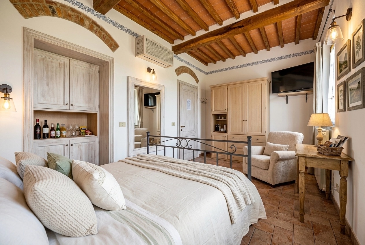 Interior design in Modern Farmhouse style — hotel_room by GenRoom AI