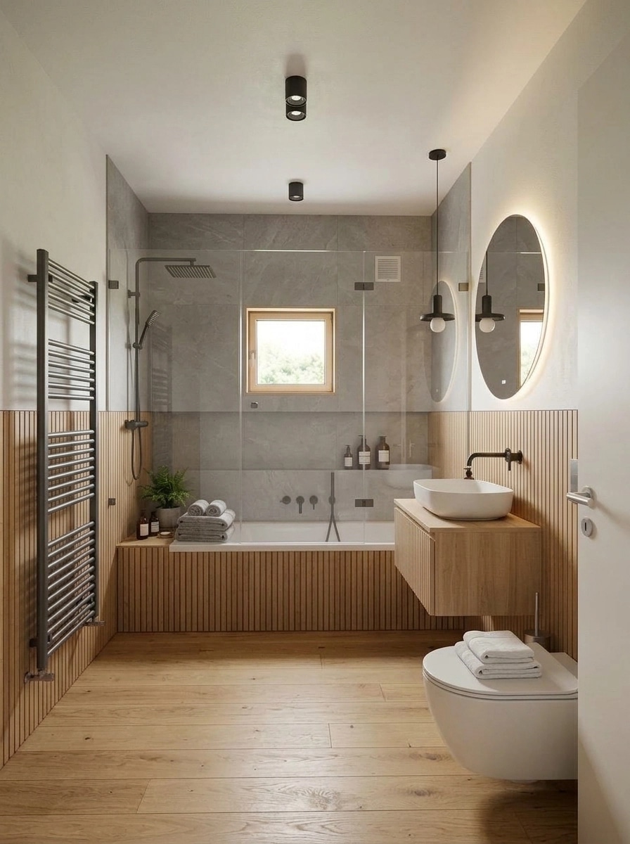 Bathroom interior in Scandinavian style — photo by GenRoom AI