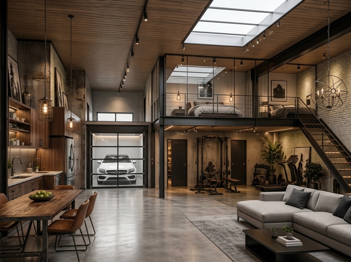 Interior design in Loft / Industrial style — studio by GenRoom AI