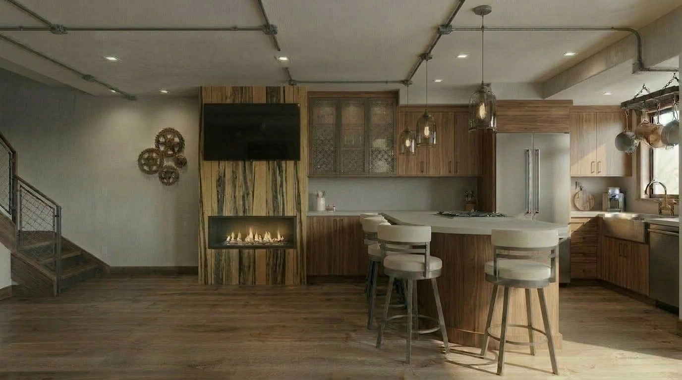 Loft / Industrial Kitchen design — interior photo by GenRoom AI