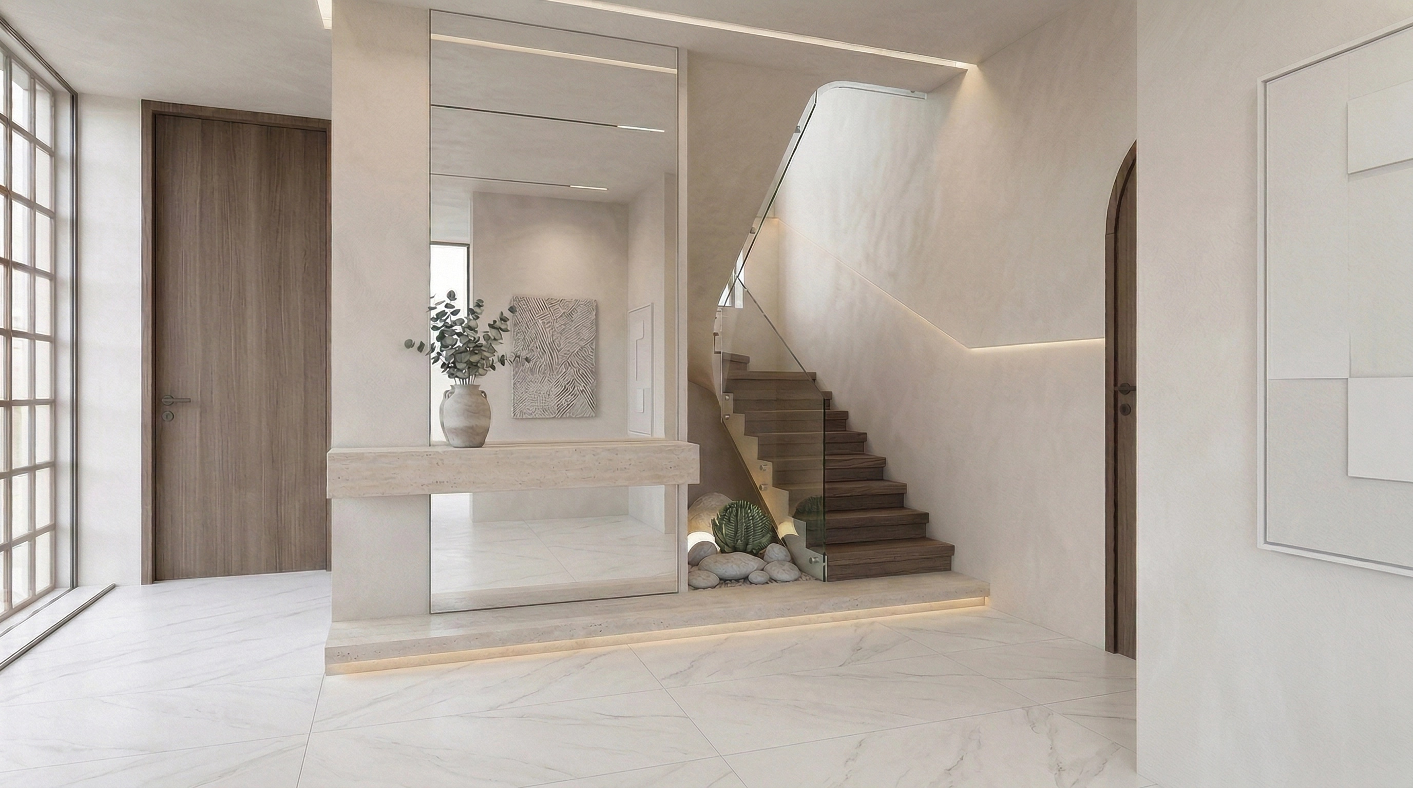 Hallway interior in Minimalism style — photo by GenRoom AI