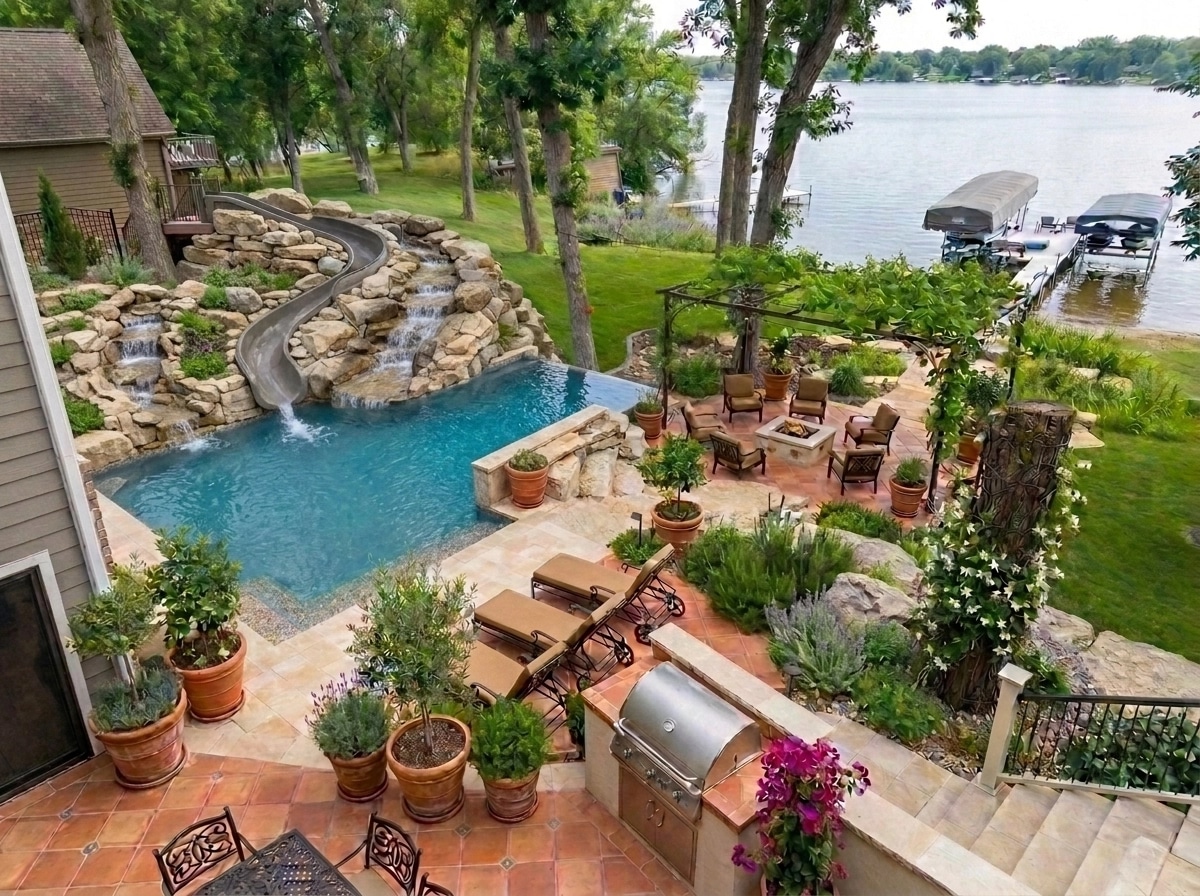 Landscape design in Mediterranean Yard style — Yard by GenRoom AI