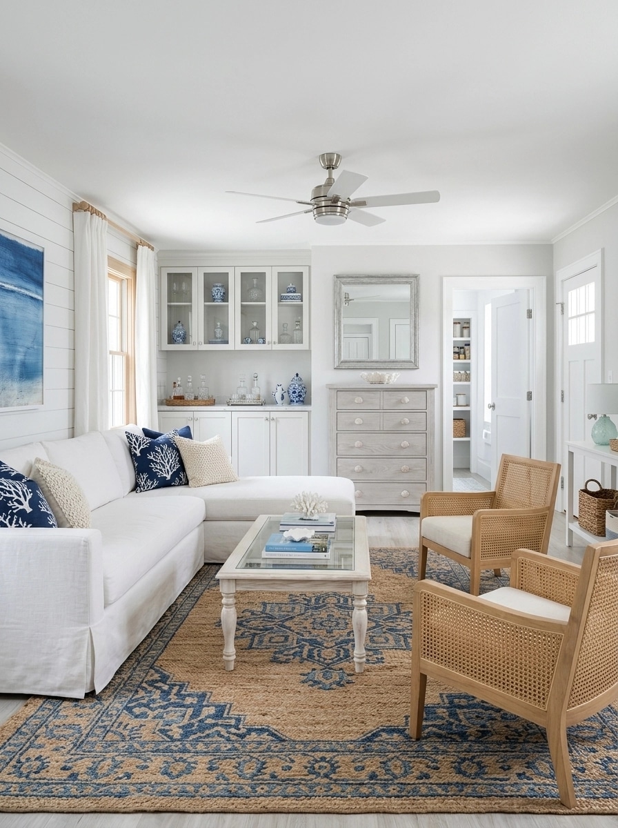 Interior design in Coastal / Hamptons style — Living Room by GenRoom AI