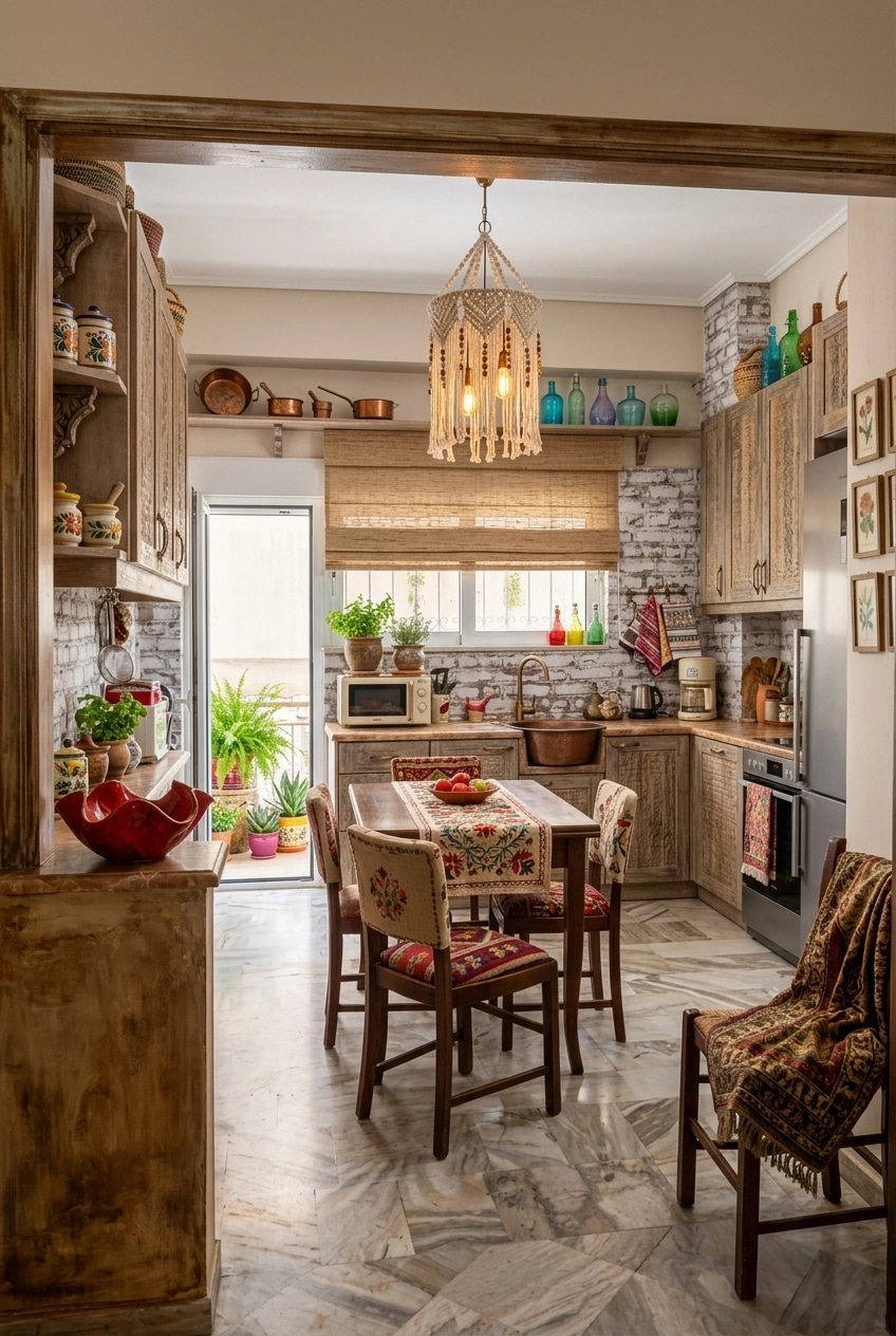 Kitchen interior in Bohemian style — photo by GenRoom AI