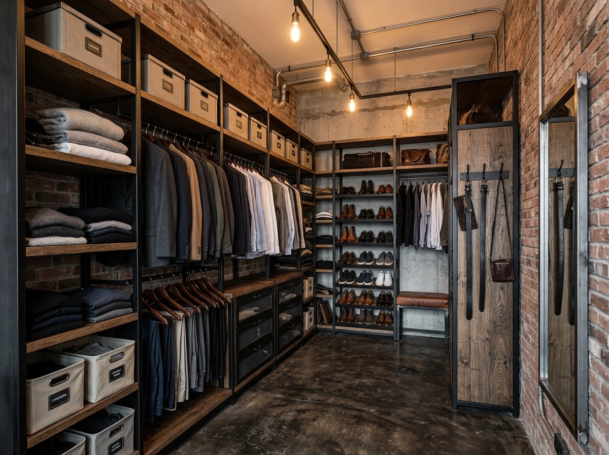 Interior design in Loft / Industrial style — wardrobe by GenRoom AI