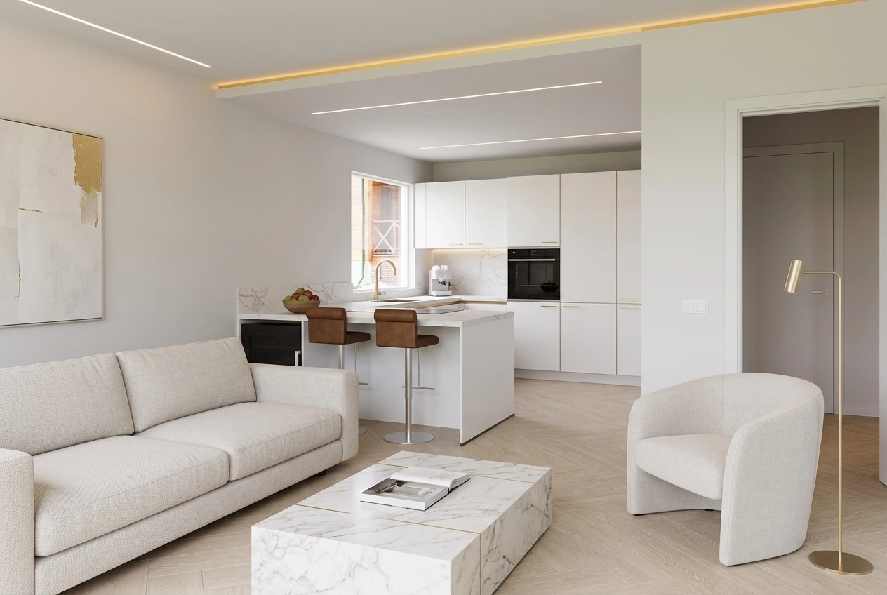 Minimalism Living Room design — interior photo by GenRoom AI