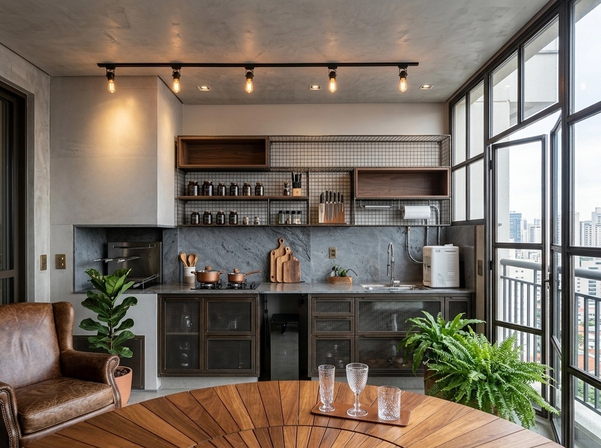 Interior design in Loft / Industrial style — balcony by GenRoom AI