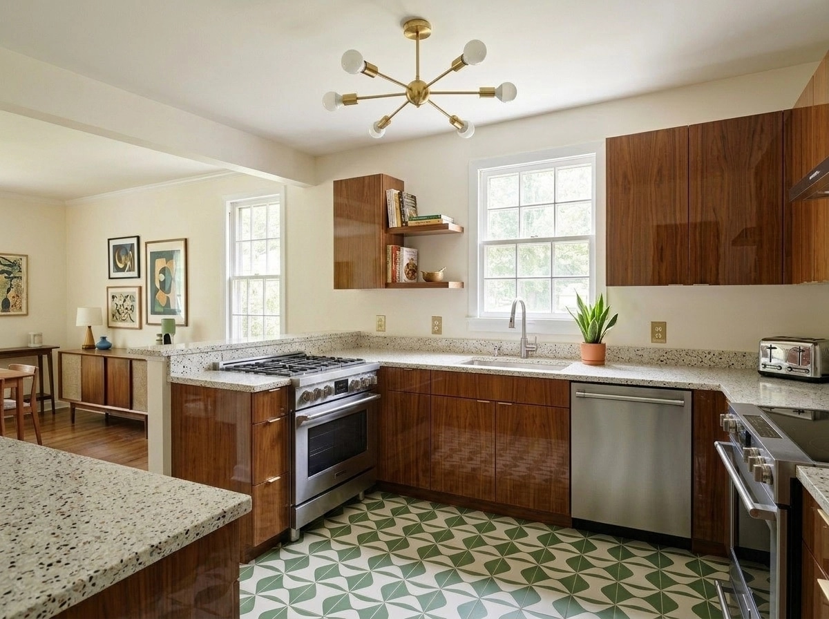 Interior design in Mid-Century Modern style — Kitchen by GenRoom AI