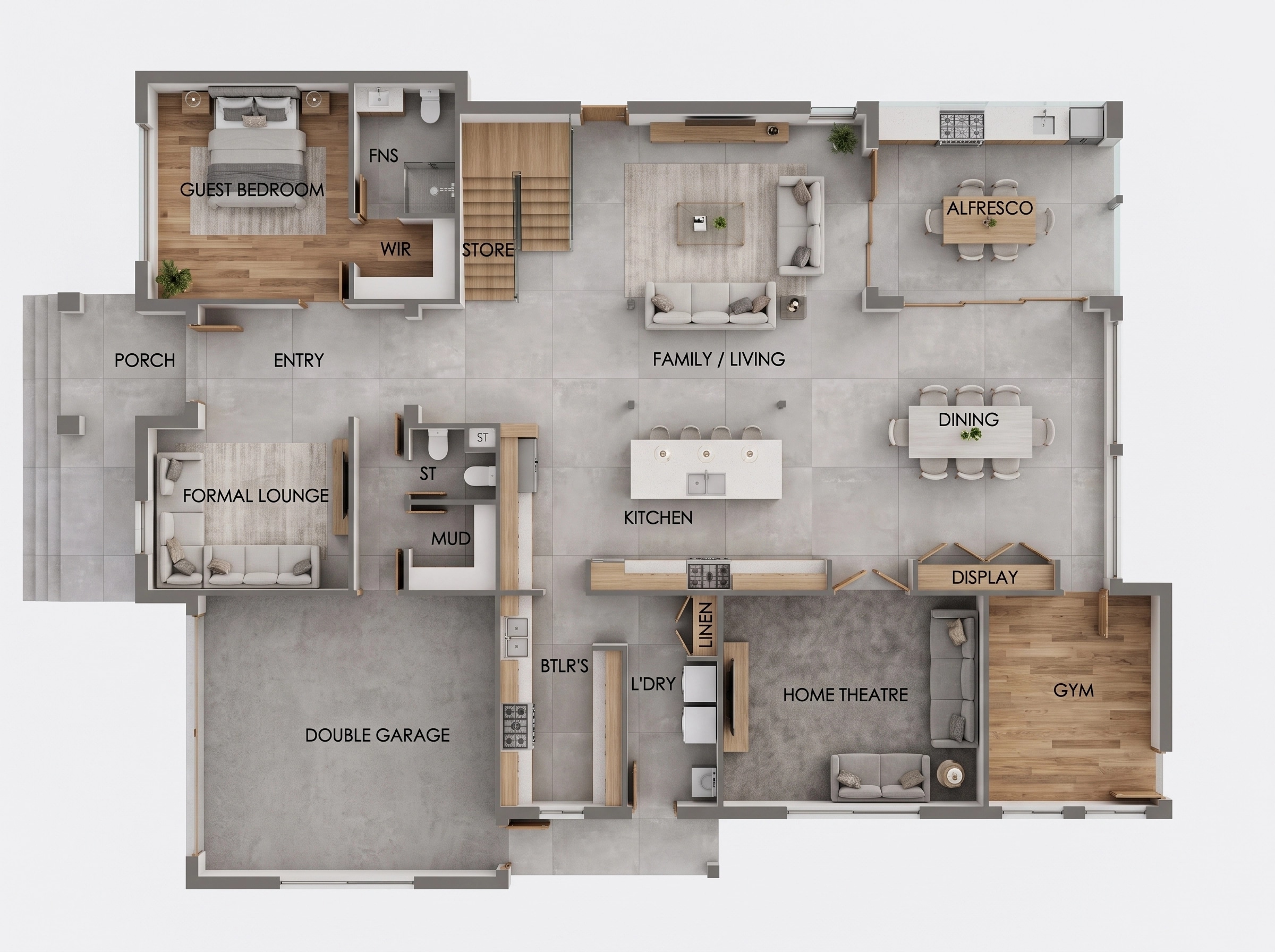 Innenraumdesign im Contemporary-Stil — Wohnzimmer von GenRoom AI