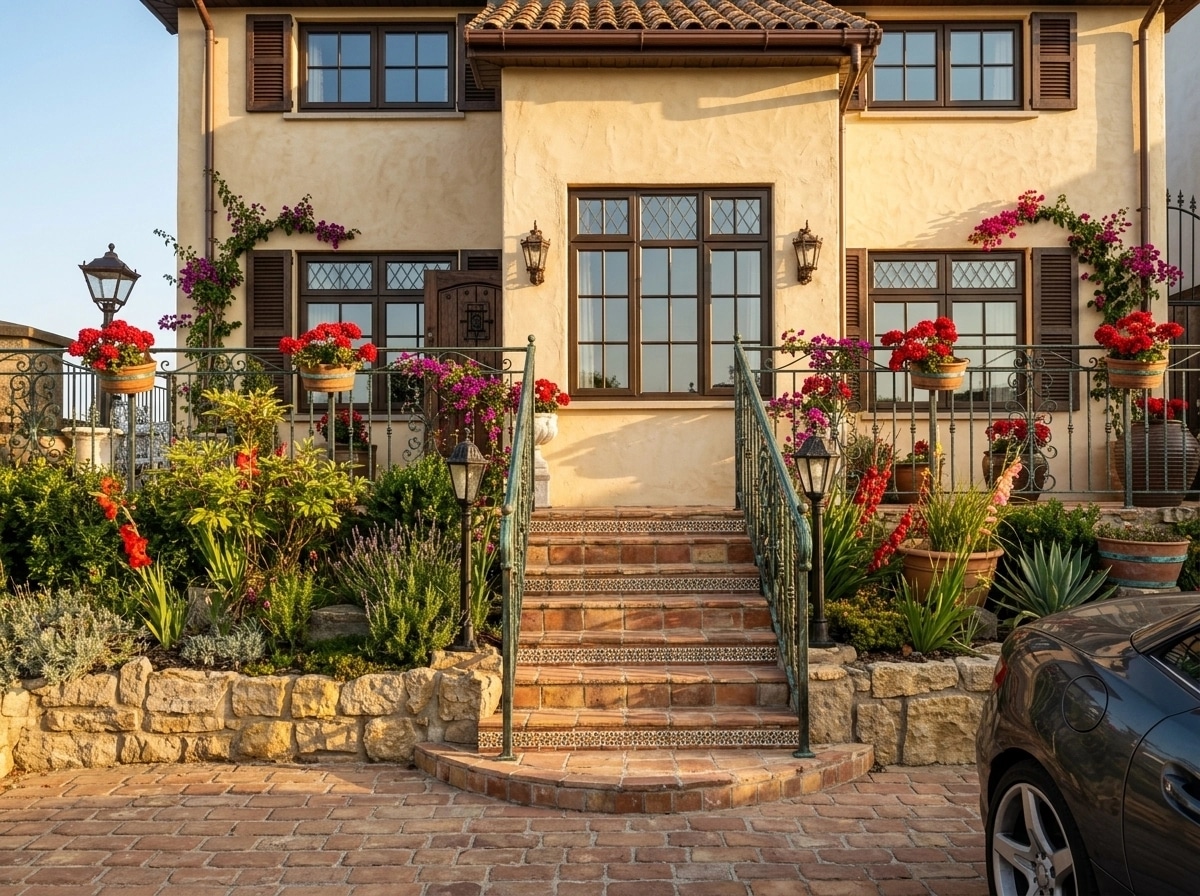 Mediterranean Facade หน้าอาคาร design — facade photo by GenRoom AI