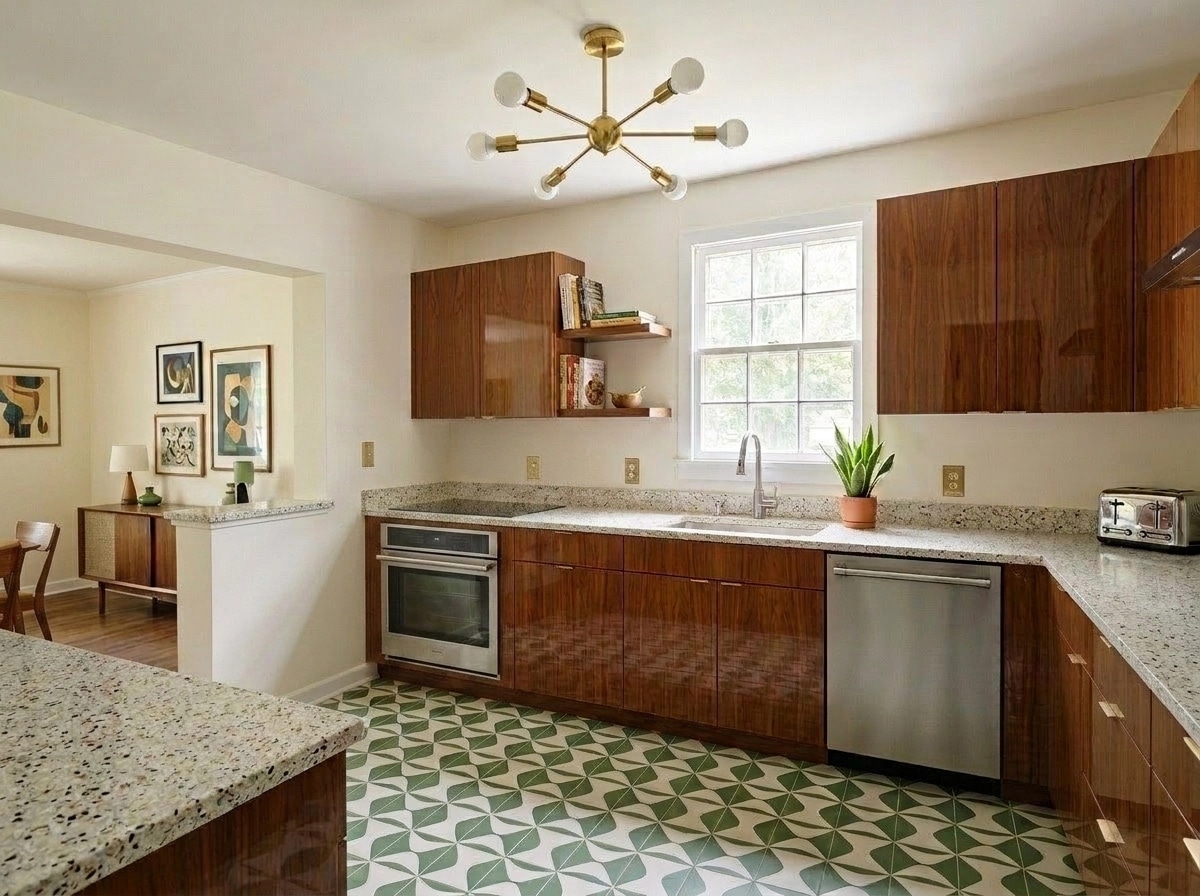 Interior design in Mid-Century Modern style — Kitchen by GenRoom AI