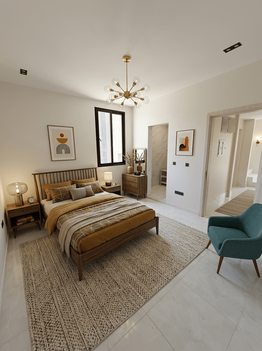 Mid-Century Modern Bedroom design — interior photo by GenRoom AI