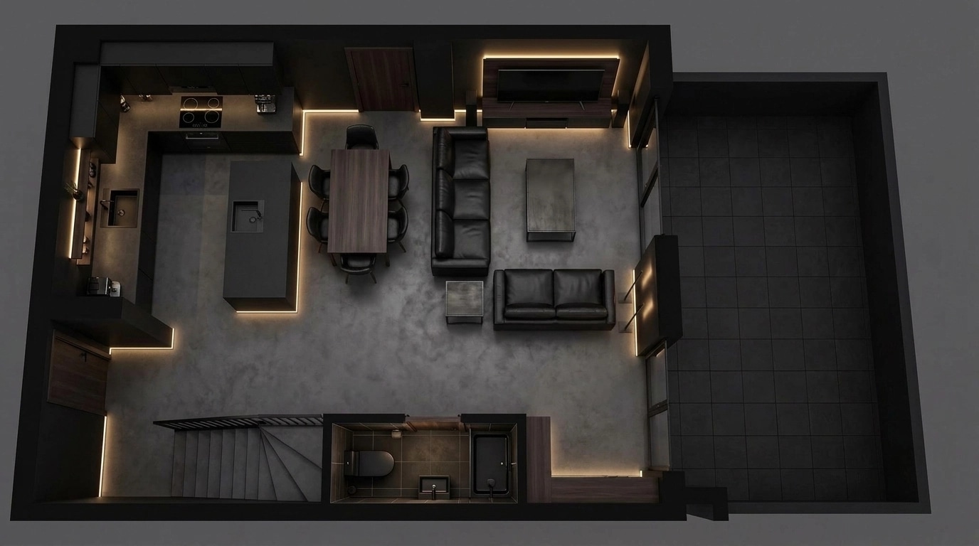 Interior design in Blacktec style — Living Room by GenRoom AI