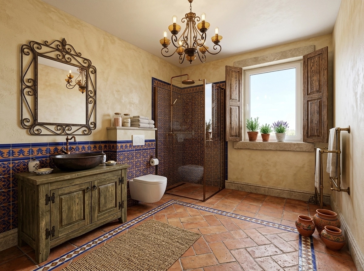 Bathroom interior in Mediterranean style — photo by GenRoom AI
