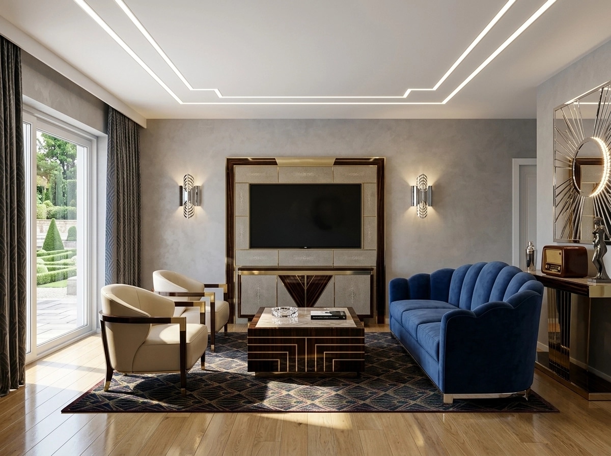 Interior design in Art Deco style — Living Room by GenRoom AI