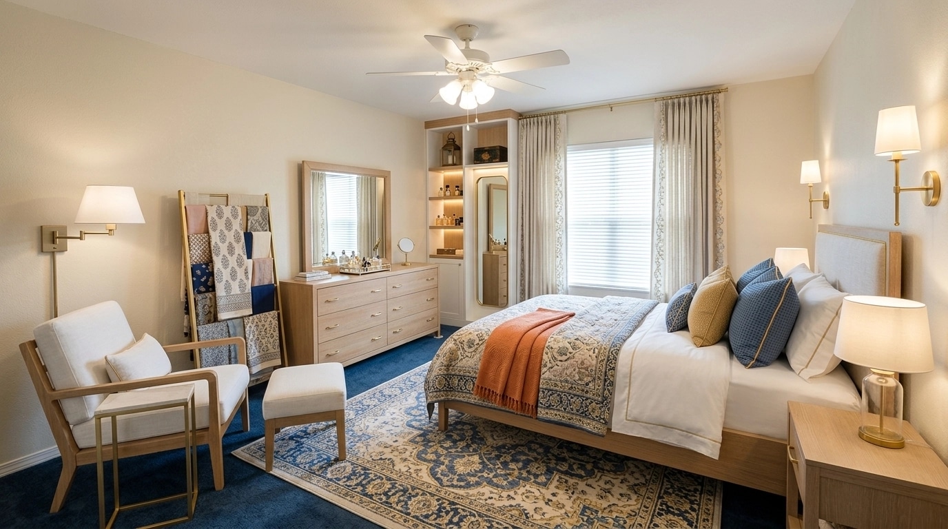 Coastal / Hamptons Bedroom design — interior photo by GenRoom AI