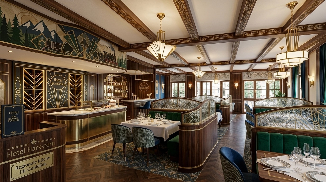 Interior design in Art Deco style — restaurant by GenRoom AI