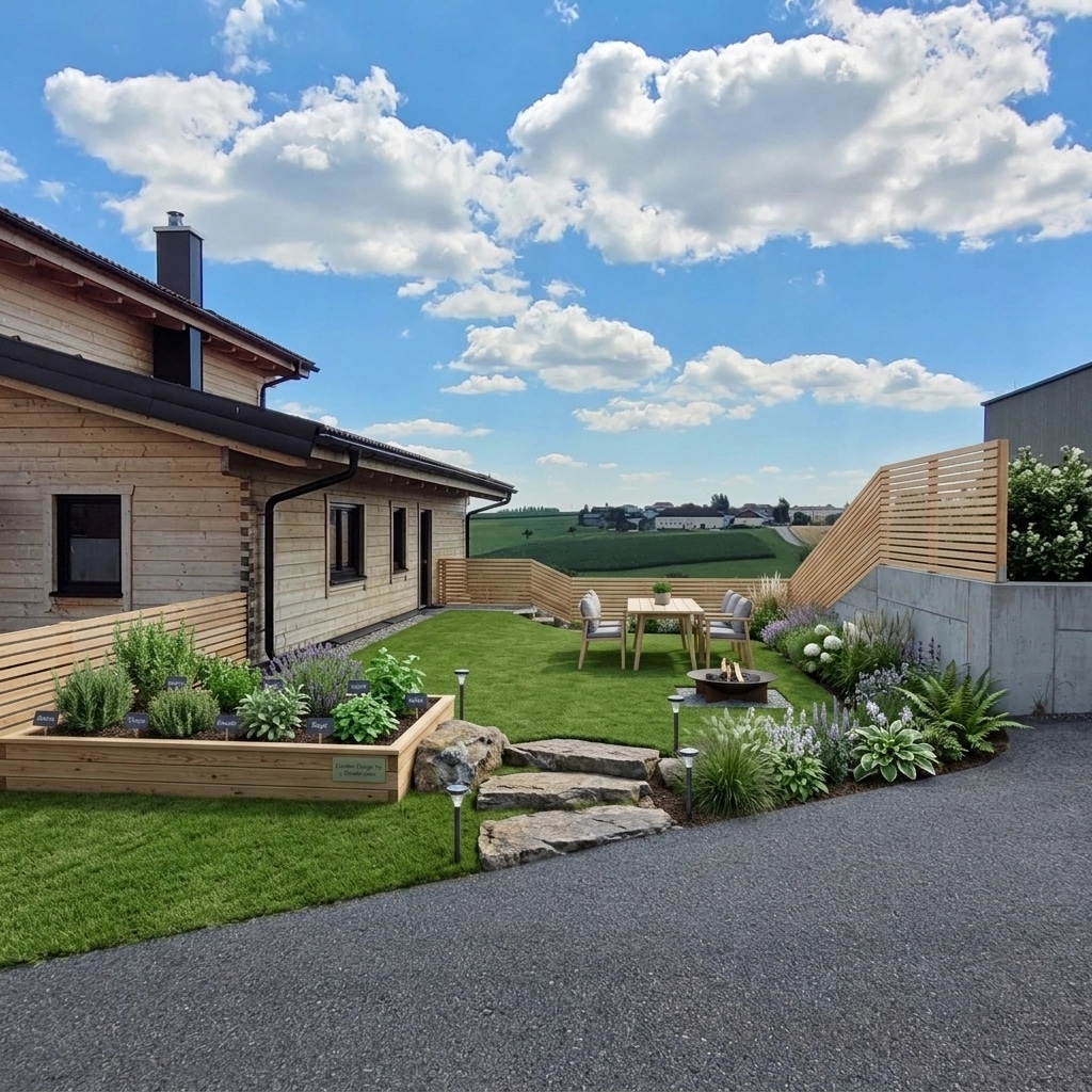 Landscape design in Scandinavian Garden style — Yard by GenRoom AI
