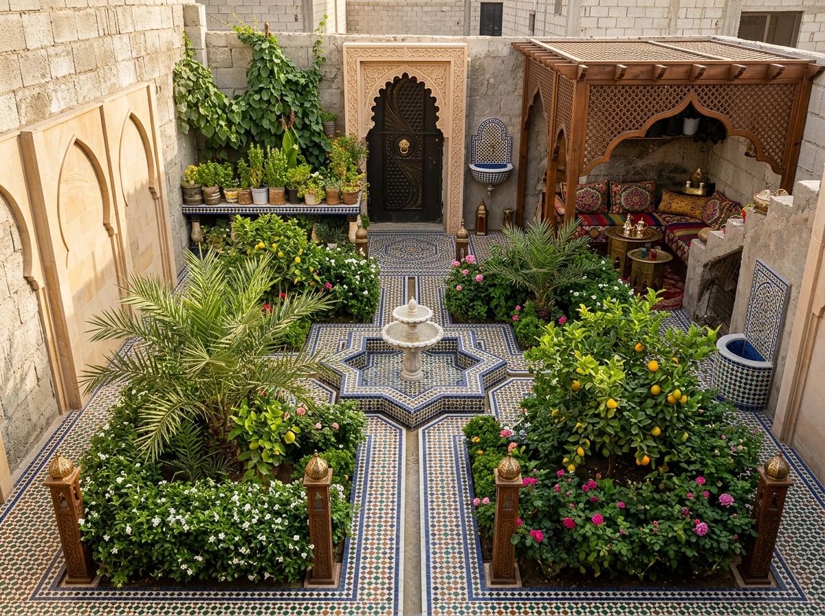 Landscape design in Arabian Courtyard style — Yard by GenRoom AI