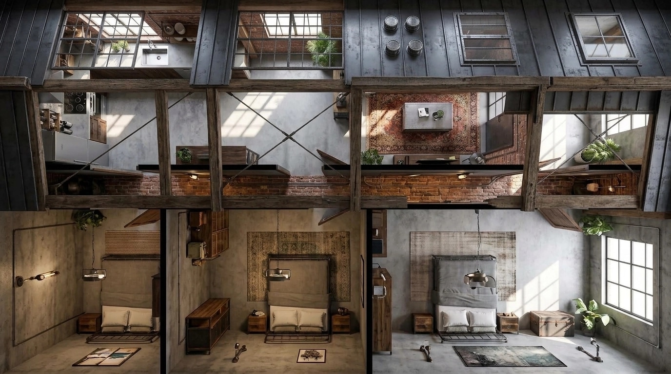 Interior design in Loft / Industrial style — Living Room by GenRoom AI