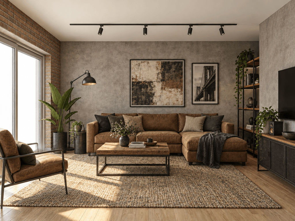 Design de interiores em estilo Loft / Industrial — Sala de Estar por GenRoom AI
