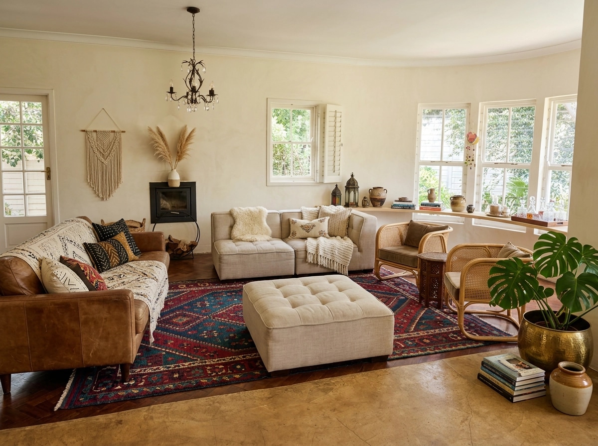 Interior design in Bohemian style — Living Room by GenRoom AI
