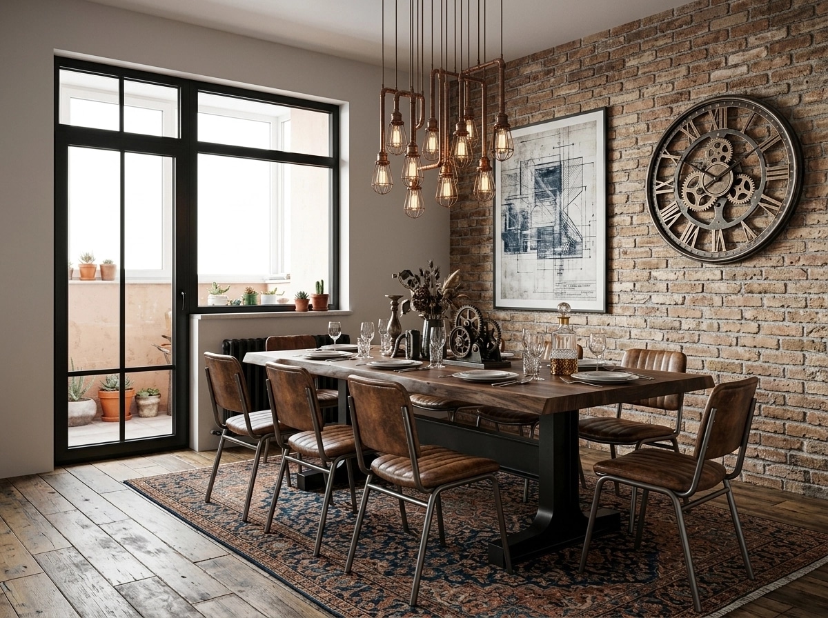Interior design in Loft / Industrial style — dining_room by GenRoom AI