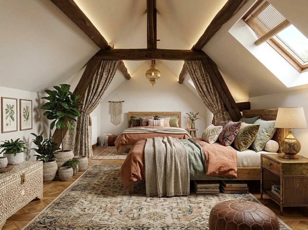 Bohemian Bedroom design — interior photo by GenRoom AI