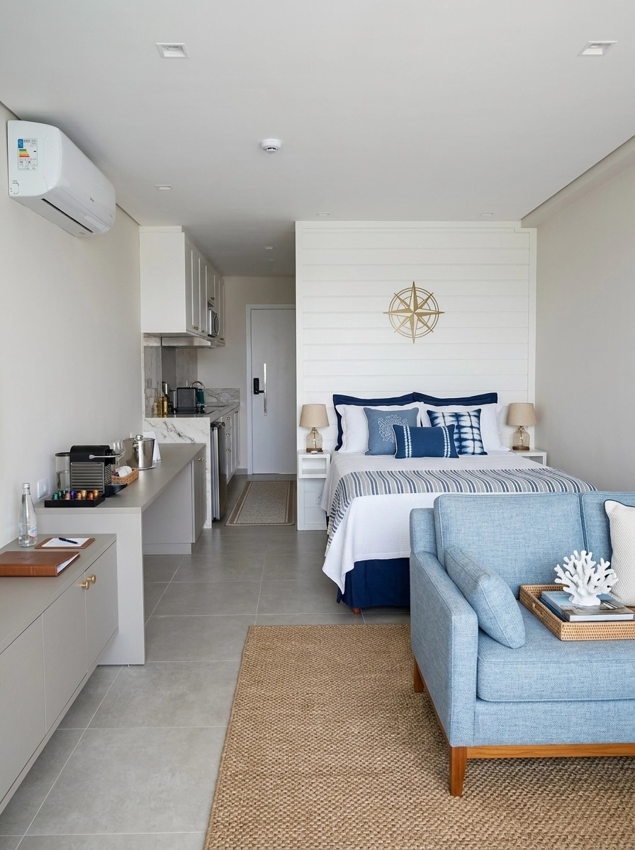 Interior design in Coastal / Hamptons style — hotel_room by GenRoom AI