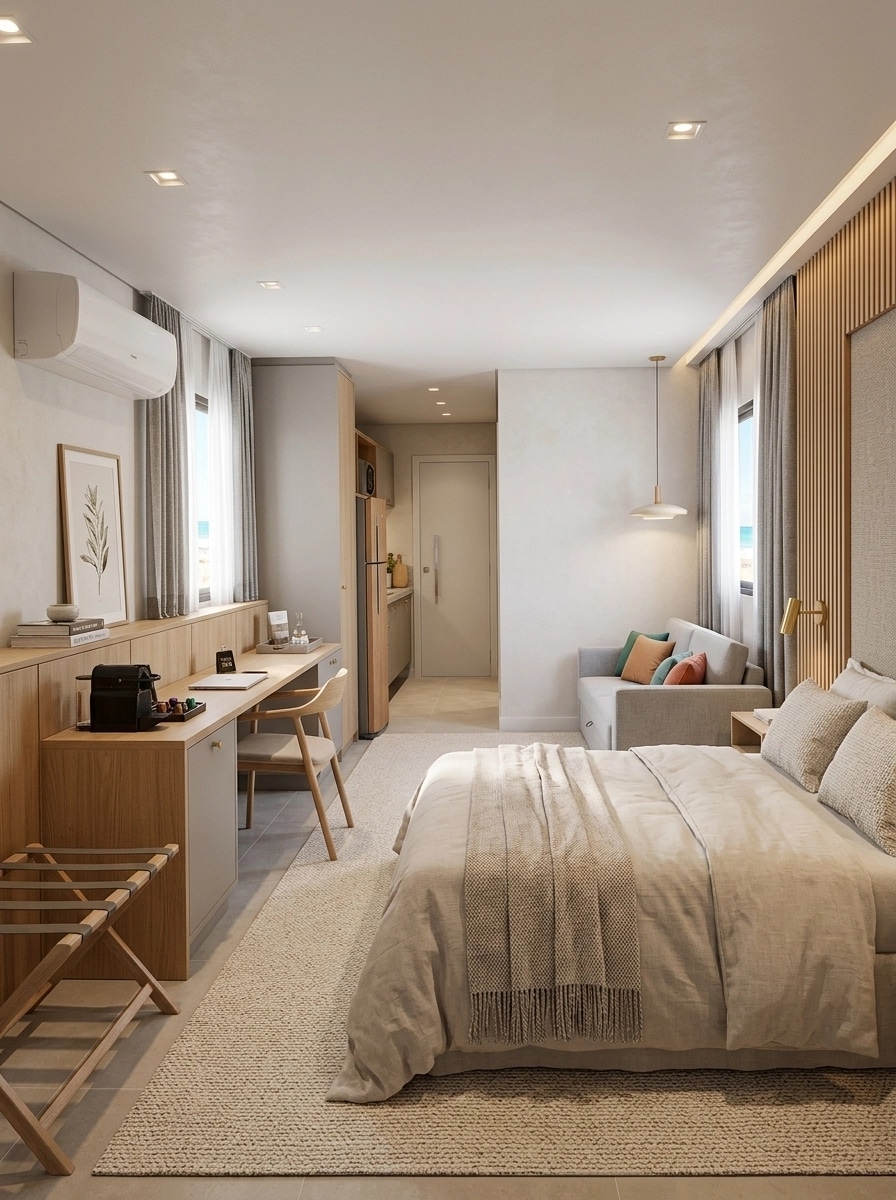 Interior design in Scandinavian style — hotel_room by GenRoom AI