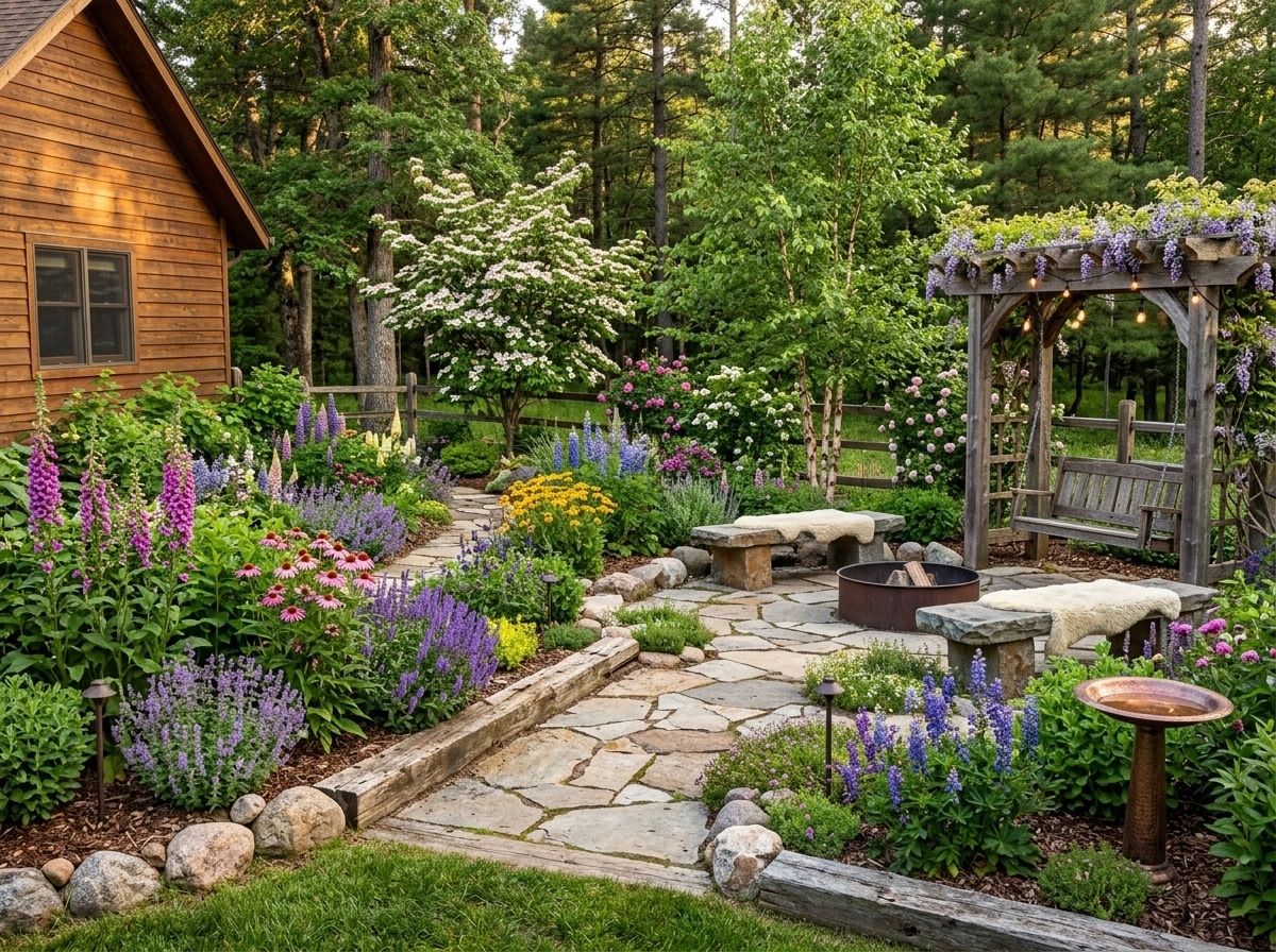 Country Rustic Garden Jardín design — yard photo by GenRoom AI