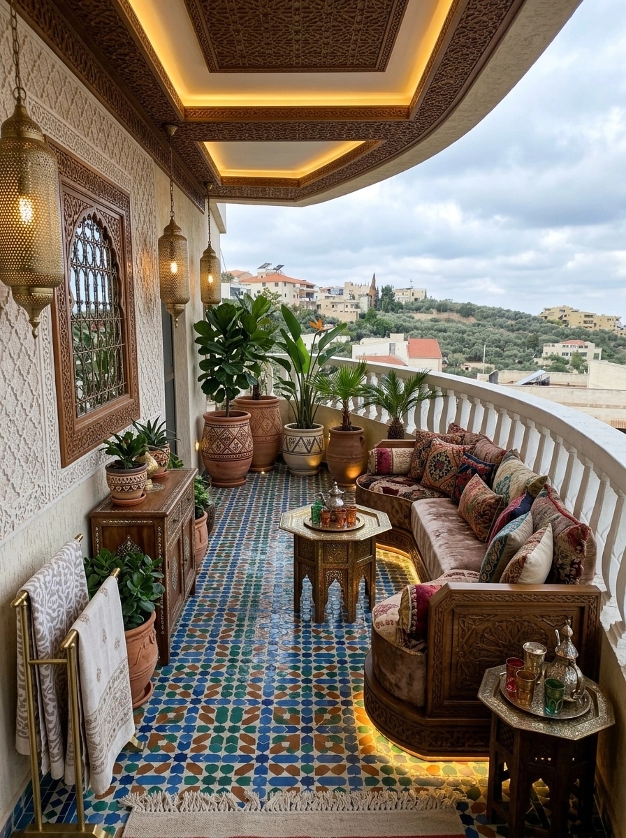 Interior design in Arabian / Moroccan style — balcony by GenRoom AI