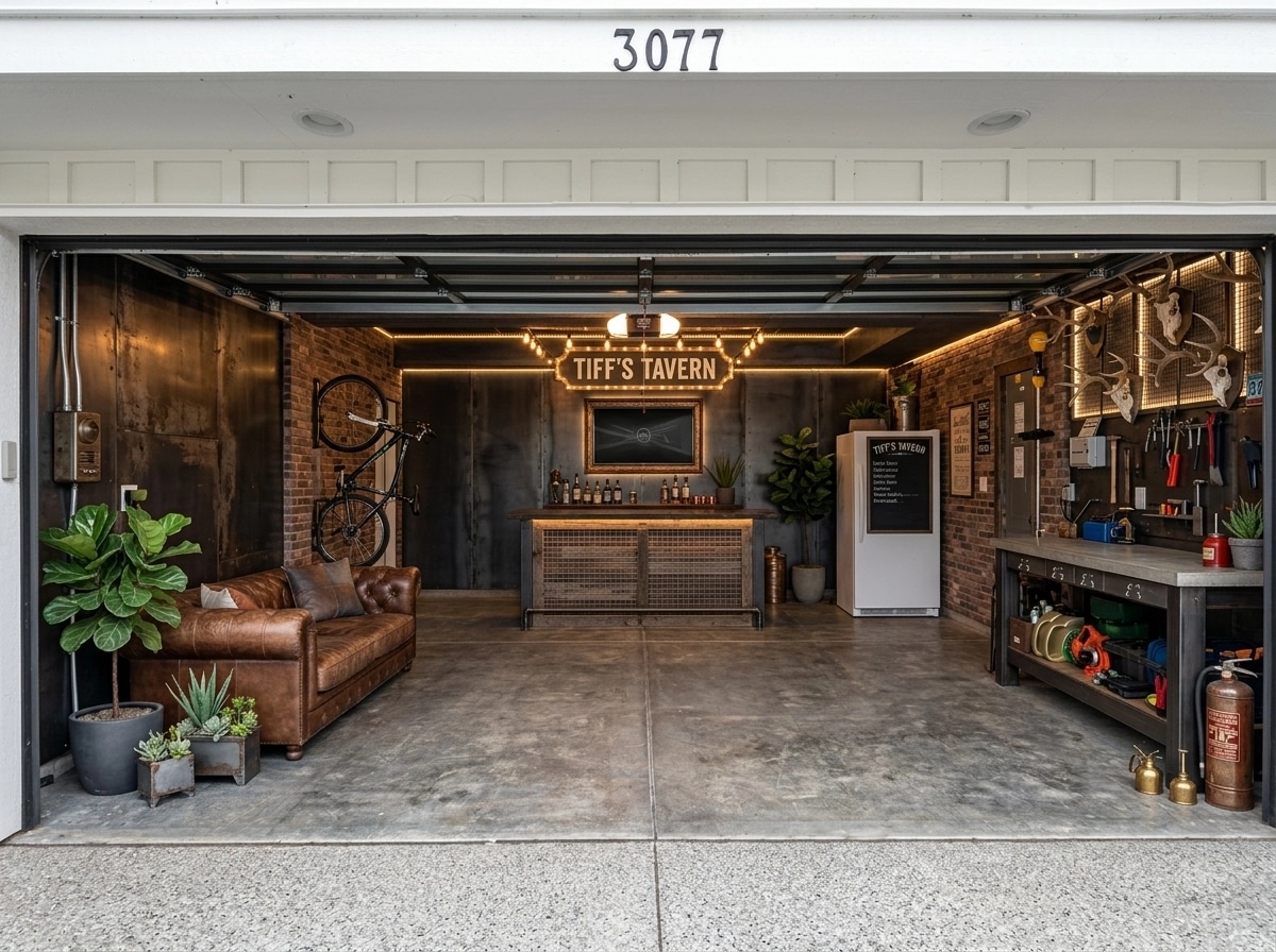 Interior design in Loft / Industrial style — garage by GenRoom AI