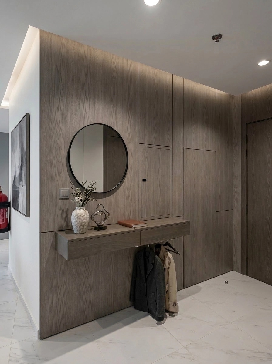 Hallway interior in Mid-Century Modern style — photo by GenRoom AI