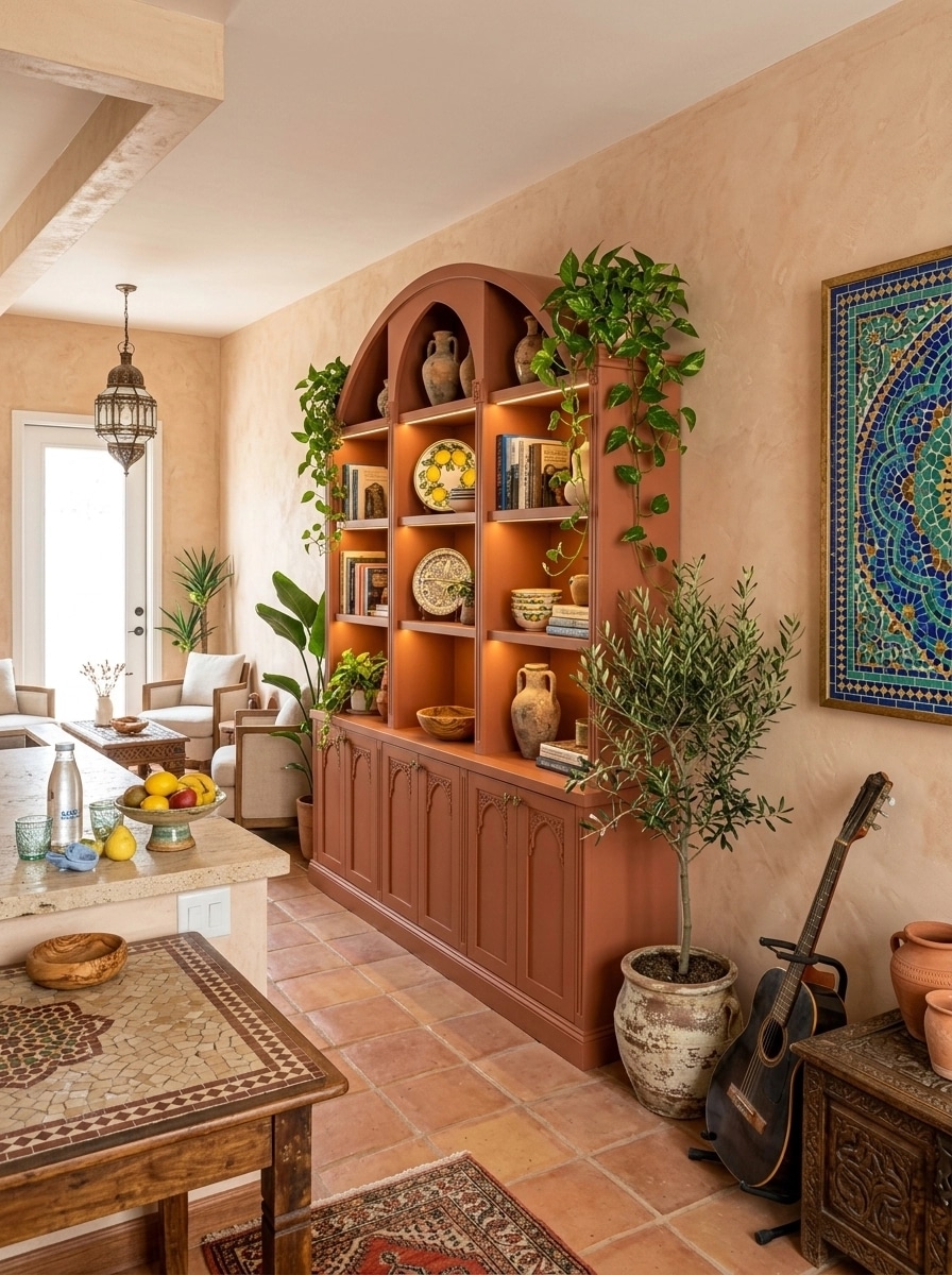 التصميم الداخلي بنمط Mediterranean — غرفة المعيشة من GenRoom AI