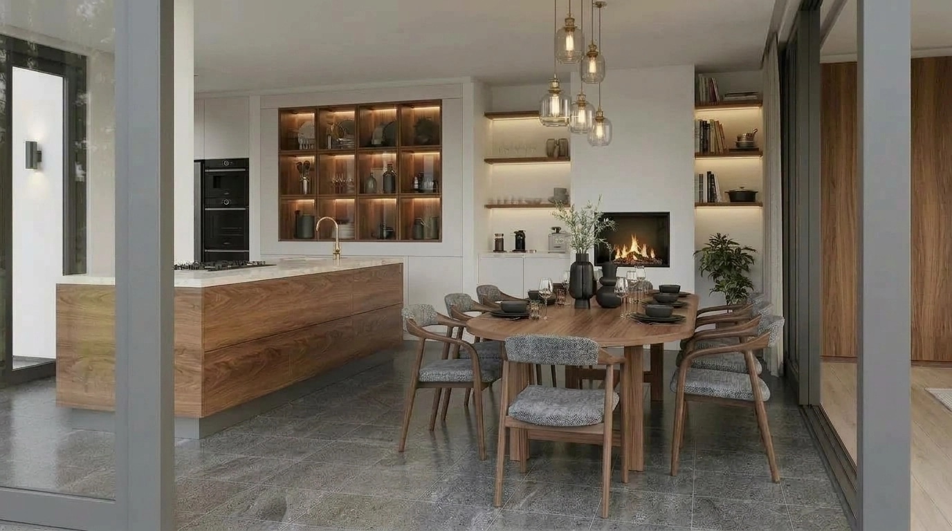 Interior design in Mid-Century Modern style — Kitchen by GenRoom AI