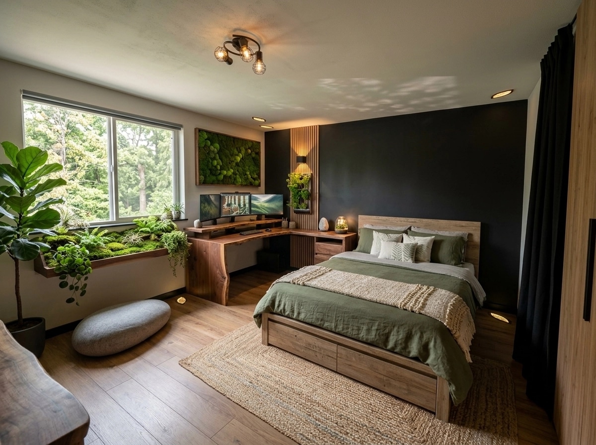 Interior design in Biophilic style — Bedroom by GenRoom AI