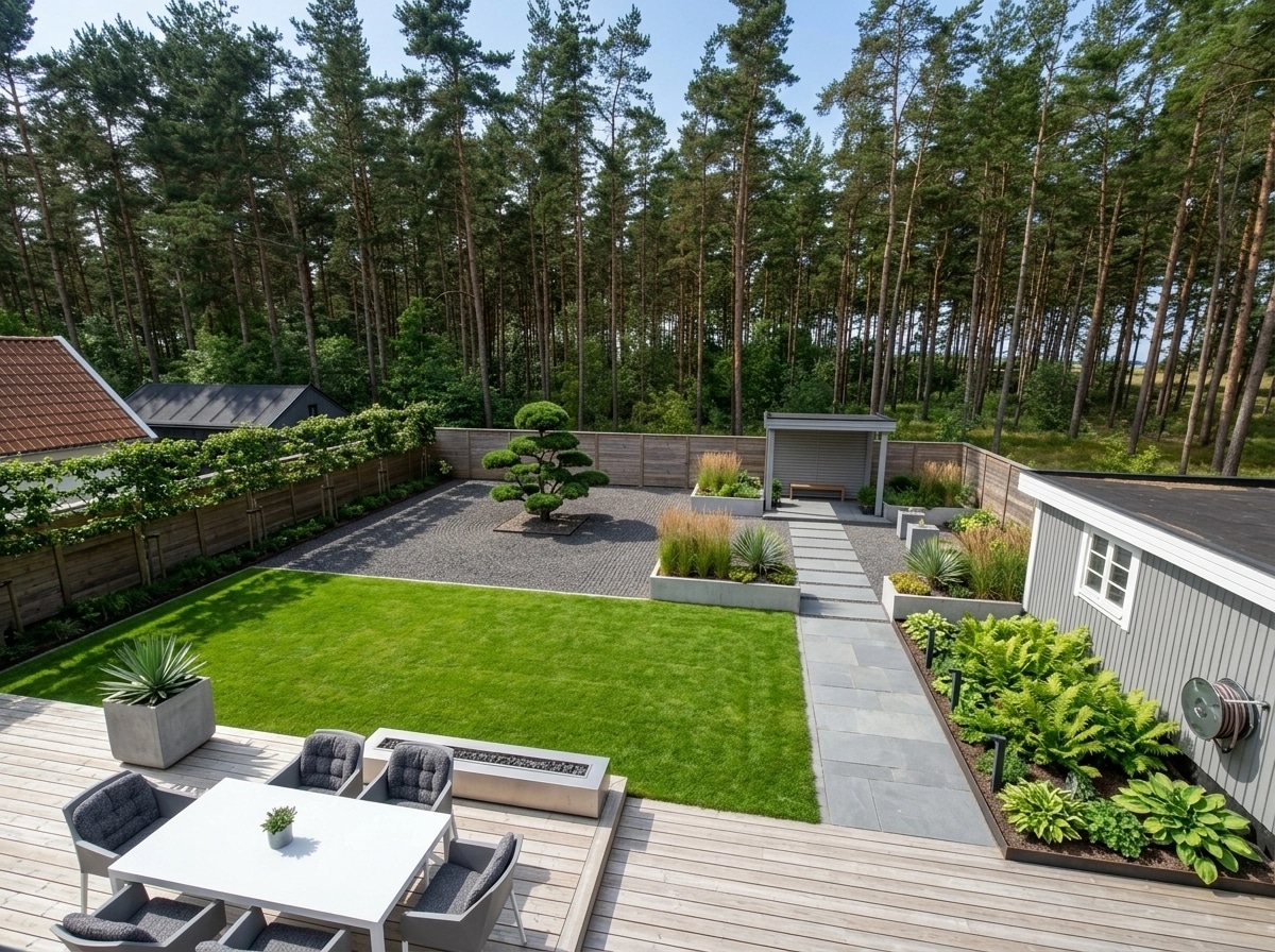 Diseño paisajístico en estilo Minimalist Yard — Jardín por GenRoom AI