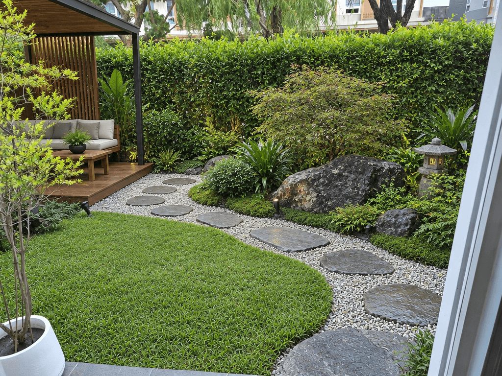 Landscape design in Japanese Garden style — Yard by GenRoom AI