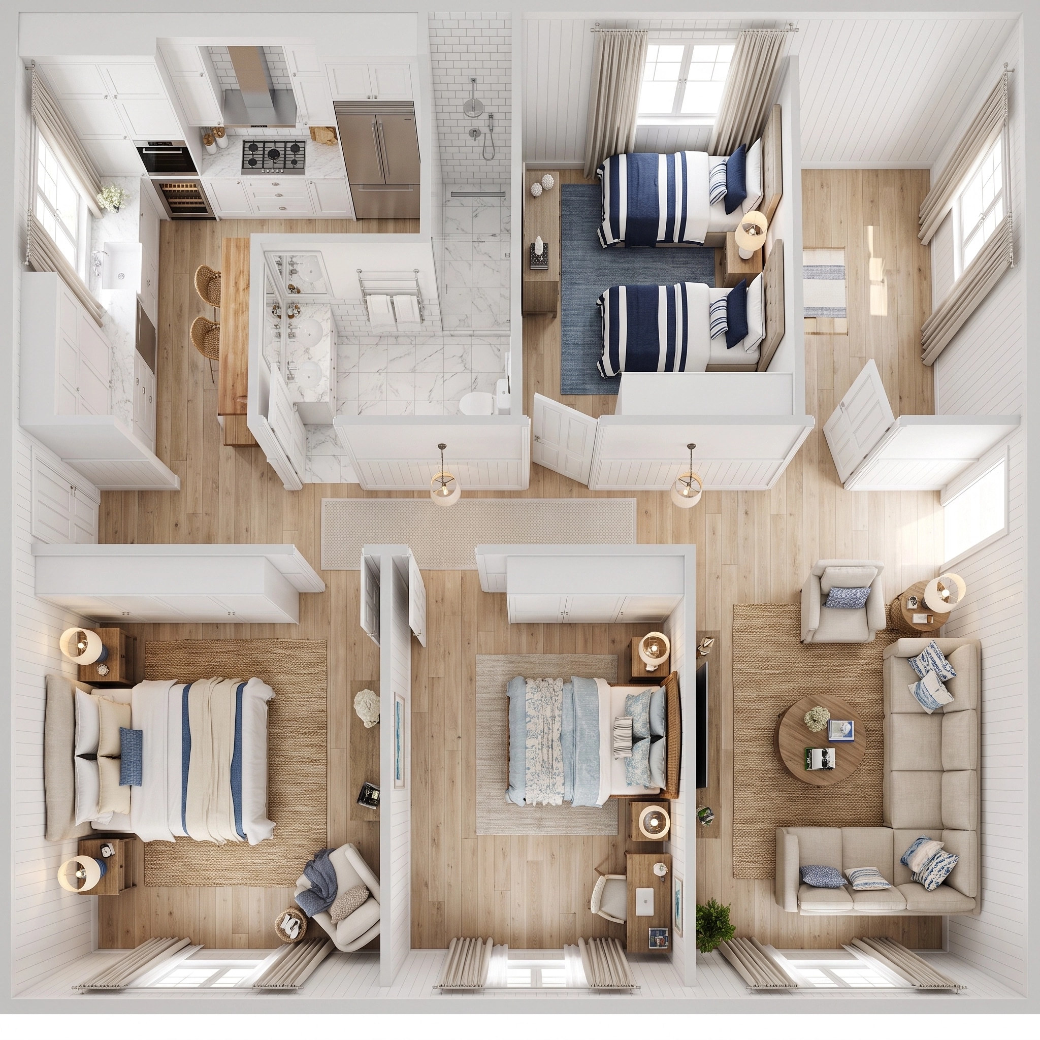 Interior design in Coastal / Hamptons style — Living Room by GenRoom AI
