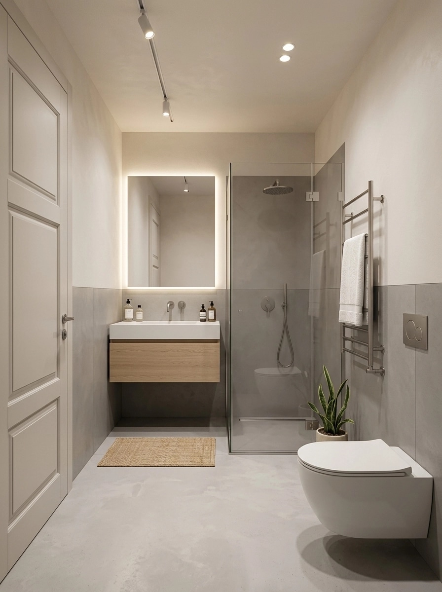 Bathroom interior in Minimalism style — photo by GenRoom AI