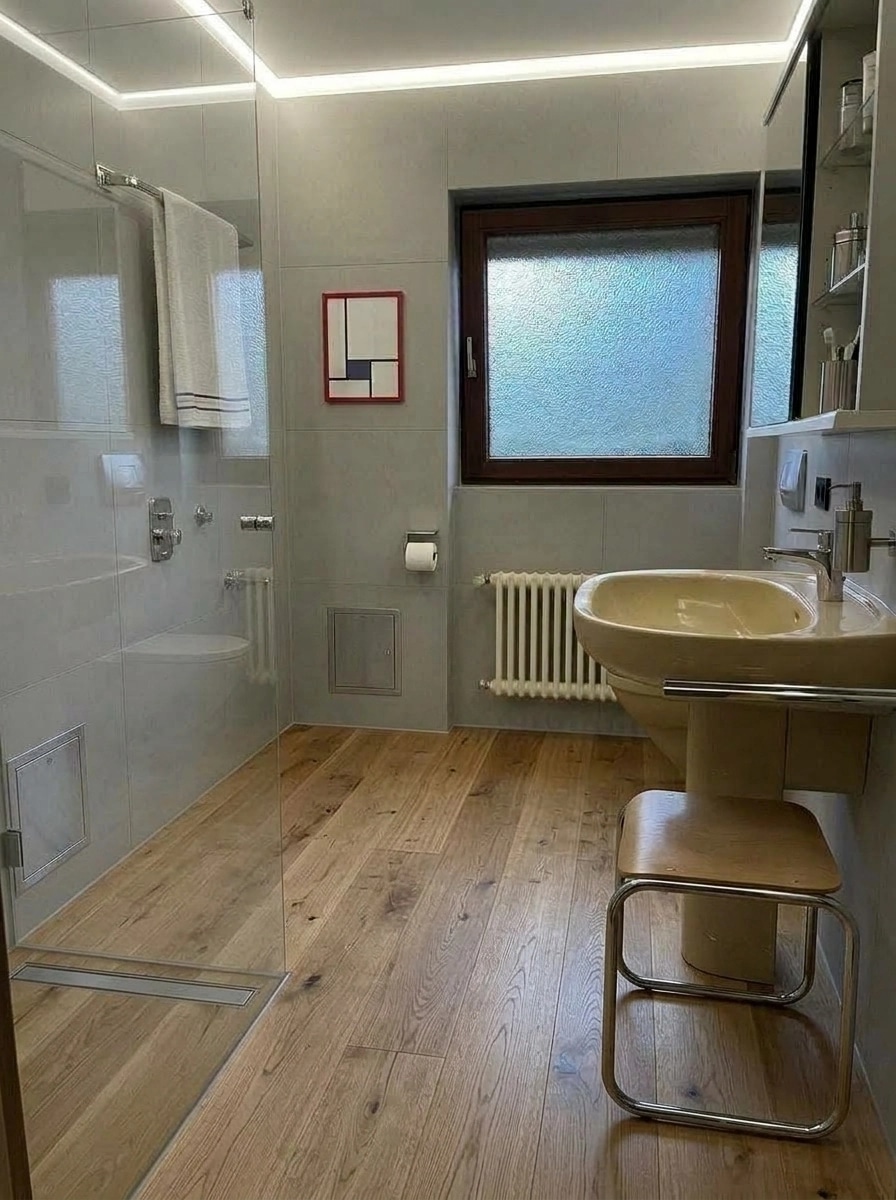 Bathroom interior in Bauhaus style — photo by GenRoom AI