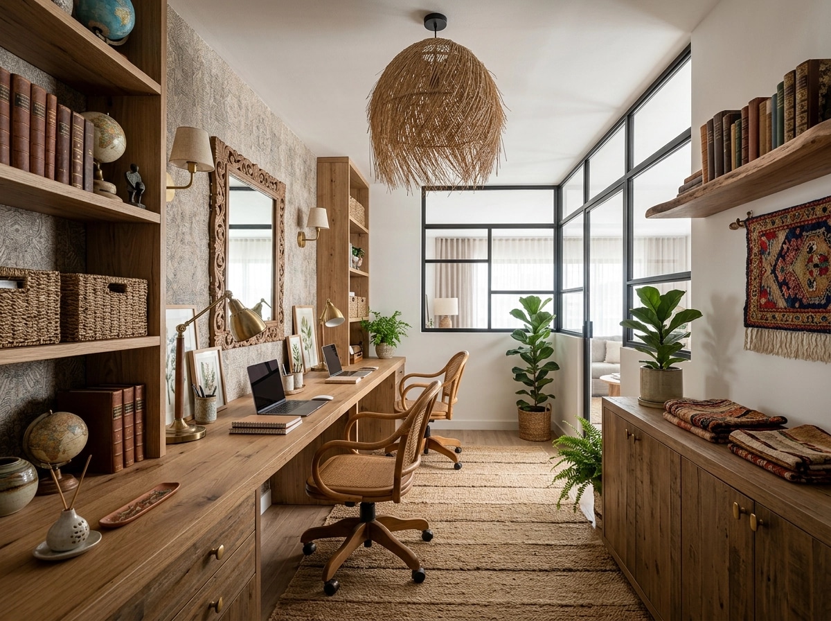 Hallway interior in Bohemian style — photo by GenRoom AI