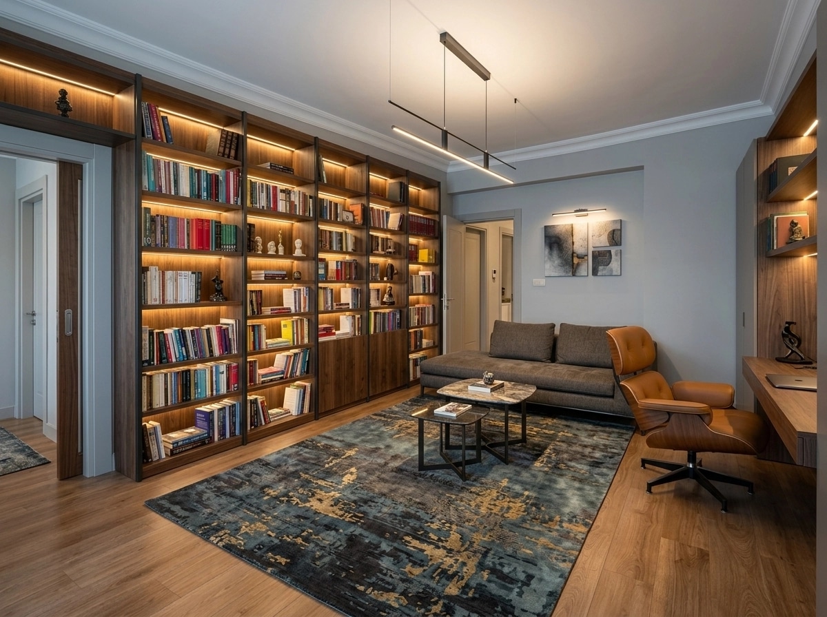 Interior design in Contemporary style — library by GenRoom AI