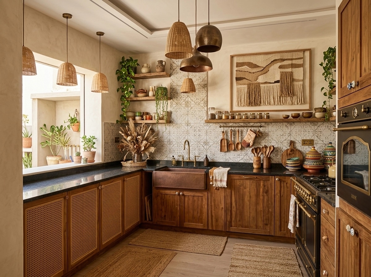 Kitchen interior in Bohemian style — photo by GenRoom AI