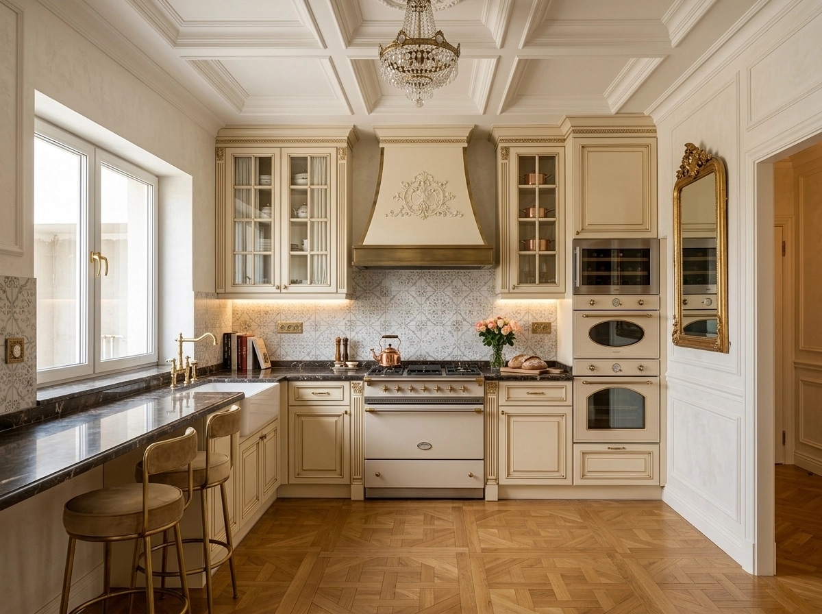 Kitchen interior in French Parisian style — photo by GenRoom AI