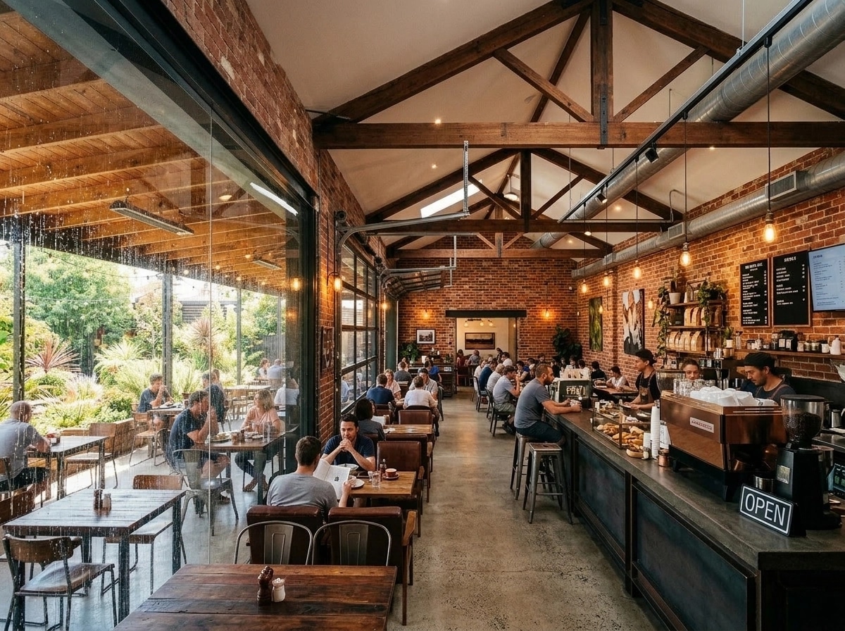 Interior design in Loft / Industrial style — cafe by GenRoom AI