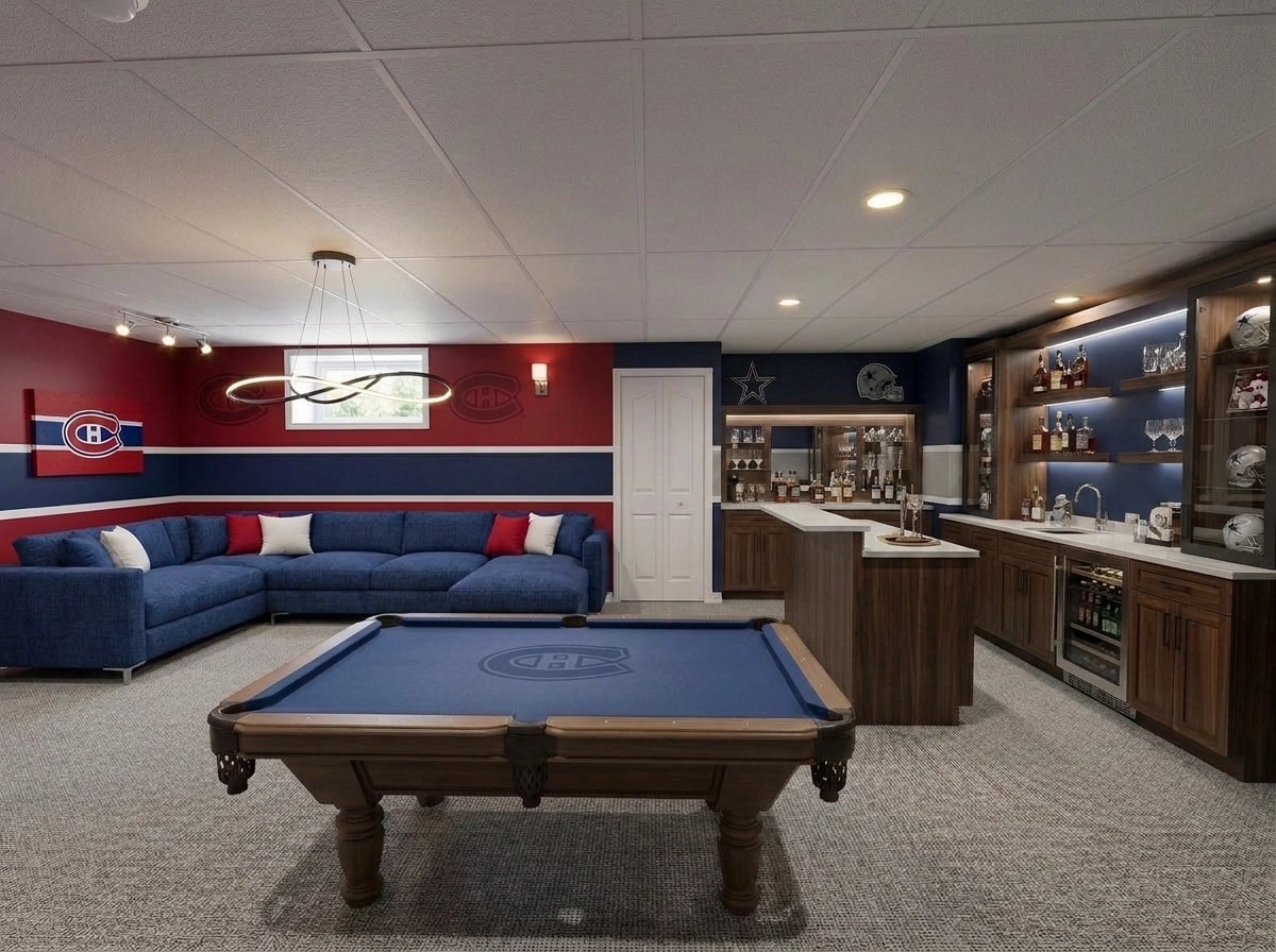 Interior design in Contemporary style — basement by GenRoom AI