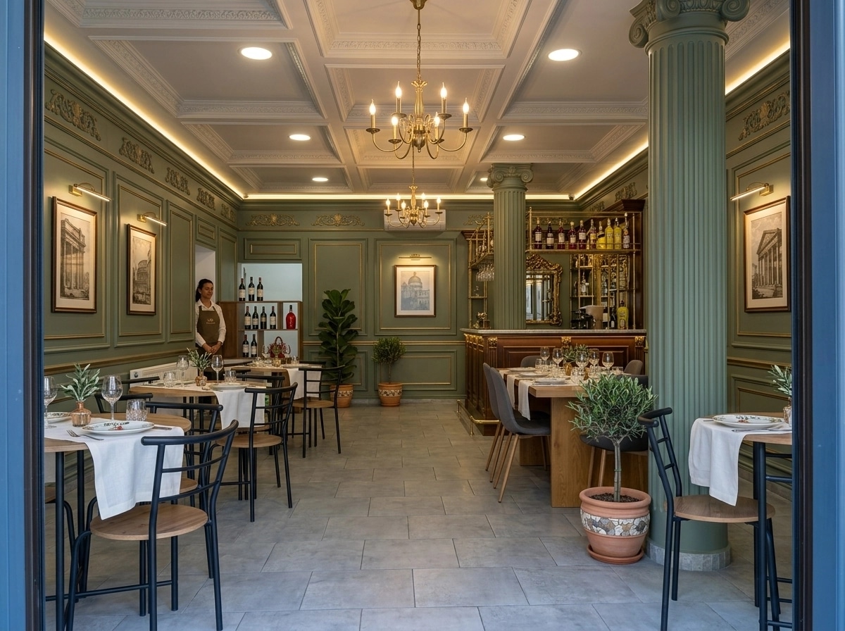 Interior design in Neoclassic style — restaurant by GenRoom AI